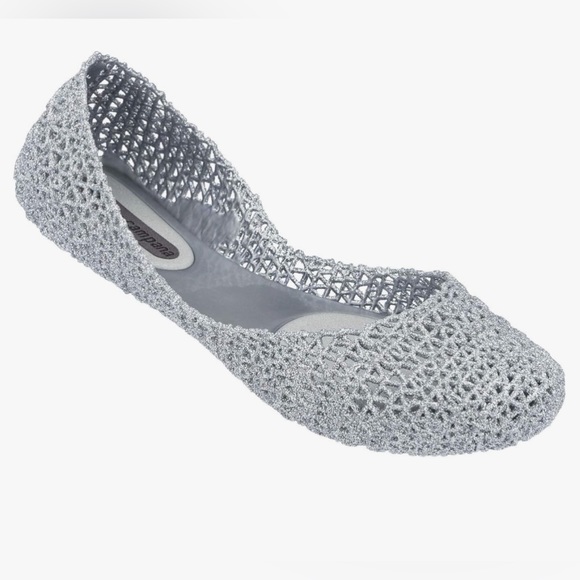 Melissa +Campana Shoes - EUC- Melissa+Campana Silver Glitter Flats